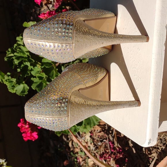 Delicacy Gold Rhinestone Platform Super High Pumps 7.5 - Picture 7 of 9